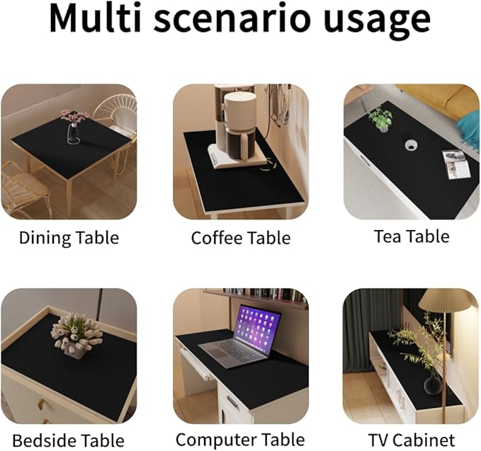Leather Table Pad,1.8mm Thick,40x72 Inch,Dining Table Pad,Table Pads for Dining Room Table Rectangular,Table Protector for Dining Room Table,Table Top Protector(Black+Black,40x72)