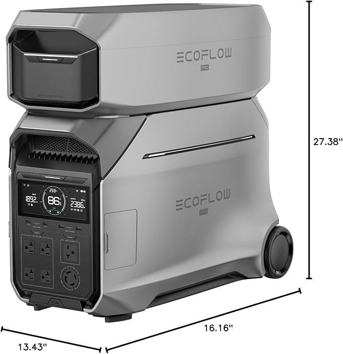 EF ECOFLOW 8kWh Portable Power Station: DELTA Pro 3 with Extra Battery, 120/240V 4000W AC Output, Solar Generator for Home Use, Camping, Emergencies, Power Outages, RVs, and Outdoor Generators