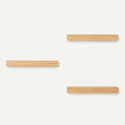 Amazon Basics Wood Floating Wall Shelves, 3-Pack, Pine, 15.8" x 5" x 1.8", Natural Wood Finish
