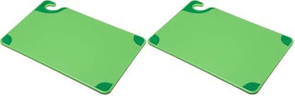 San Jamar Saf-T-Grip Plastic Cutting Board with Safety Hook, 12" x 18" x 0.5", Green (Pack of 2)