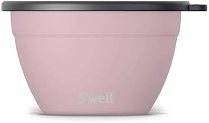 S’well Stainless Steel 64oz Salad Bowl Kit, Pink Topaz Color, Comes with 2oz Mini Canister and Removable Tray for Organization, Leakproof and Dishwasher Safe