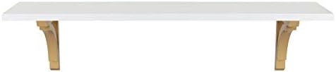 Kate and Laurel Corblynd Traditional Wood Wall Shelf, 36 inches, White with Gold Corbels