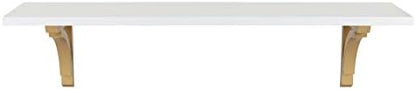 Kate and Laurel Corblynd Traditional Wood Wall Shelf, 36 inches, White with Gold Corbels