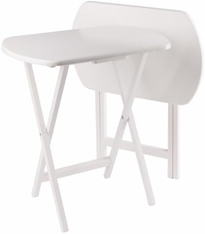 Winsome Corbett Set of 2 Oversized Foldable Snack Tables, Easy to Store Portable Fold Up Table Set for Kitchen, Living Room TV Dining, Crafts, Puzzles, Work from Home