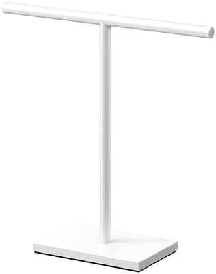 Gatco 1444W, Modern Rectangle Base Freestanding Countertop Towel Holder, Matte White / 10.50" W x 11.13" H T-Shape Style Countertop Hand Towel Holder for Bathroom, Kitchen/Fingertip Towel Rack