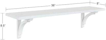 Kate and Laurel Corblynd Traditional Wood Wall Shelf, 36 inches, White