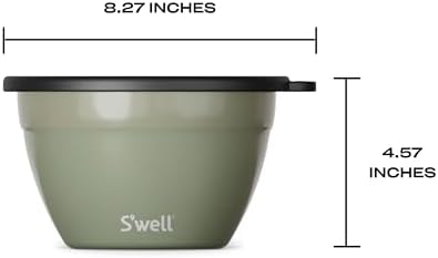 S'well Stainless Steel Salad Bowl Kit 64oz, Mountain Sage, Comes with 2oz Mini Canister and Removable Tray for Organization, Leakproof, Easy to Clean, Dishwasher Safe