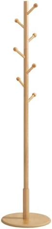VASAGLE Solid Wood Coat Rack, Free Standing, 8 Hooks, 3 Height Options