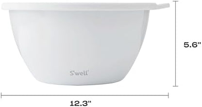 S'well Stainless Steel Salad Bowl Kit XL 184oz, Angel Food, Includes 5oz Canister For Dressing, Serving Utensils, and Removable Tray, Leakproof, Easy to Clean, Dishwasher and Refrigerator Safe