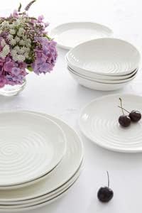 Portmeirion Sophie Conran White Coupe Dinner Plate Set of 4-10.5 Inch Porcelain Plates, Durable Dinnerware, Microwave Dishwasher Freezer & Oven Safe Tableware for Kitchen & Casual Dining