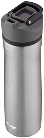 Contigo Cortland Chill 2.0 Vacuum-Insulated Stainless Steel Water Bottle, Spill-Proof Sip Technology, Interchangeable Lid, 24oz, Steel/Licorice, Perfect for Fitness Travel Everyday Use