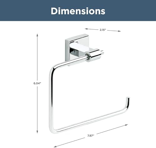 Franklin Brass Maxted (1-Pack) Hand Towel Holder Polished Chrome Towel Racks for Bathroom Wall Square Towel Ring Holder for Bath Towel Hanger for Kitchen, Bathroom Accessories MAX46-PC