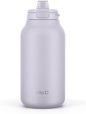 Ello Hydra 64oz Half Gallon Water Jug with Handle and Motivational Time Markers for All Day Hydration, Plastic Reusable Water Bottle with Straw and Locking, Leak Proof Lid, BPA Free, Celeste