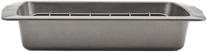 Farberware Bakeware Nonstick Roasting Pan/Roaster with U-Rack, 14.75 Inch x 10.75 Inch - Gray