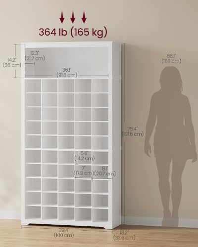 VASAGLE Tall Shoe Storage Cabinet, 10‑Tier, Holds Up to 50 Pairs of Shoes