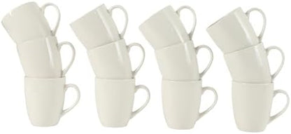 Gibson Home Great Essentials 12 Ounce Porcelain Coffee Mugs - Set of 12 - Cups for Latte, Hot Tea, Cappuccino, Mocha, Espresso, Cocoa