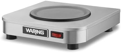 Waring Commercial WCW10 Café Deco Single Coffee Carafe Warmer, 120V, 5-15 Phase Plug, Single Burner Silver