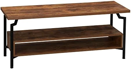 Household Essentials Crown TV Console in Rustic Hickory and Black Iron