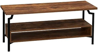 Household Essentials Crown TV Console in Rustic Hickory and Black Iron