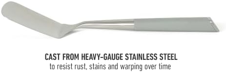 Calphalon Edge Solid Turner, Cooking Spatula, Kitchen Spatula, Stainless Steel Turner with Silicone Heat Resistance Handle, Nonstick-Safe Spatula with Ergonomic Handle (Taupe)