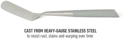 Calphalon Edge Solid Turner, Cooking Spatula, Kitchen Spatula, Stainless Steel Turner with Silicone Heat Resistance Handle, Nonstick-Safe Spatula with Ergonomic Handle (Taupe)