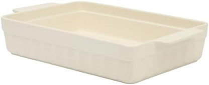 Martha Stewart Broadbrook Ceramic Bakeware, 13x9 Inch Rectangular Baking Dish with Handles, Cream Glazed Stoneware for Casseroles, Lasagna, Roasts & Desserts, Oven & Dishwasher Safe
