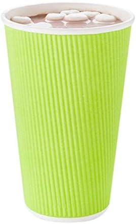 Restaurantware Ripple Wall Coffee Cup 250 Count 20 Ounce Insulated Hot Beverage Cup Disposable Non-Slip Large Capacity For Coffee Shops, Cafes, Bakeries, Green