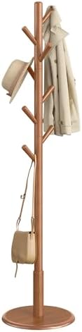 VASAGLE Solid Wood Coat Rack, Free Standing, 8 Hooks, 3 Height Options