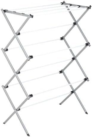 Honey-Can-Do Deluxe Metal Collapsible Clothes Drying Rack, 50 lbs, 29" x 14.2" x 42.1", White & Grey
