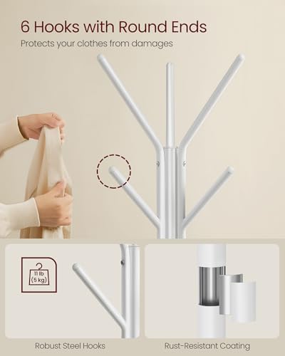 VASAGLE Coat Rack Freestanding, Hall Tree with 2 Shelves