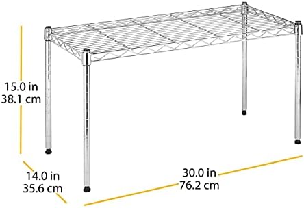Whitmor 1 Tier Shelving Units, Wire Rack Storage Organizer, 30" L x 14" W x 15" H, Chrome