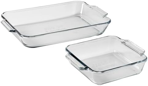 Anchor Hocking Oven Basics Cake Dish & 3 Quart Baking Dish Value Pack – Tempered Glass for Even Baking, Oven Safe, Microwave Safe, Made in USA