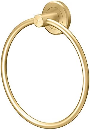 Gatco 4232 Latitude II Towel Ring, | Modern Hand Towel Holder for Bathroom | Stylish Decorative Hardware, Heavy Duty Metal, EZ Ancor Mounting | Brushed Brass