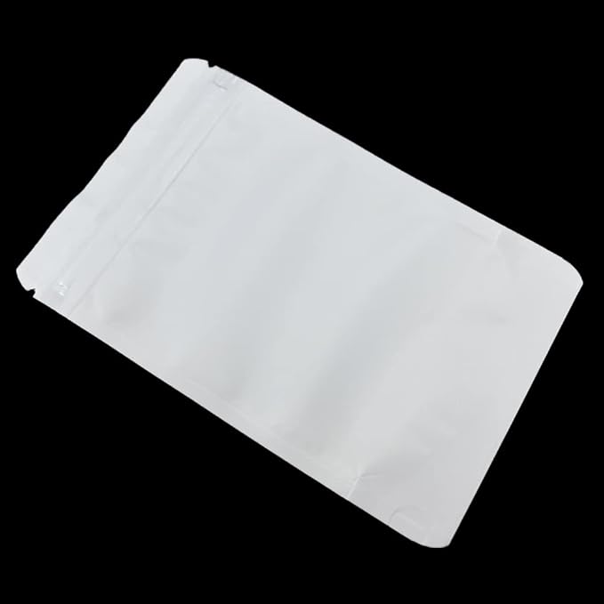 PABCK Stand-Up Resealable Heat Seal Bags 3.55mil Thick Frosted White Foil Sealed Bags 50 Pieces 3.35x5.1 inch for Zip Packaging Lock Food Storage Pouch