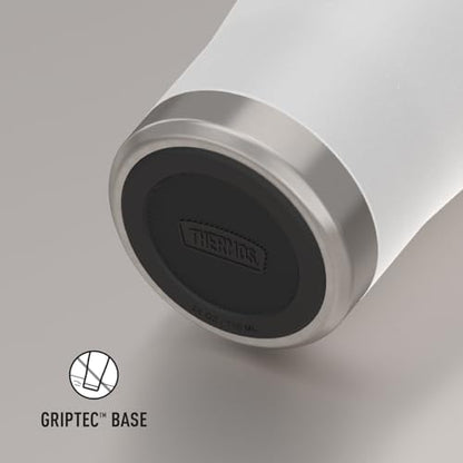 THERMOS Icon Series 24oz Stainless Steel Tumbler with Slide Lock Lid, Leakproof, Fits Cupholder, Dishwasher Safe, Griptec™ Non‑Slip Base, Keeps Drinks Hot 6 Hrs/Cold 22 Hrs, Snow