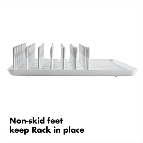 OXO Good Grips Compact Dish Rack Biscuit | For Dishware | 13-3/4 x 10-3/8 x 3-1/2 Inch | Non-Skid Feet | Pack of 4