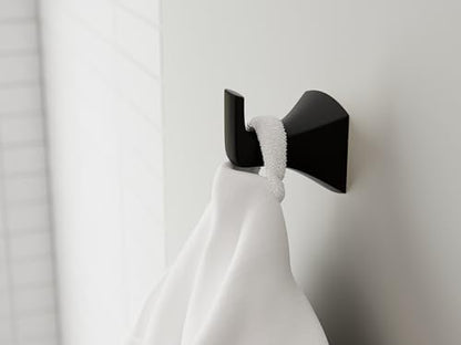 Pfister Bruxie Towel Hook, Bathroom Towel Hook, Wall-Mounted, Screw-in, Matte Black Finish, BRHBIE0B