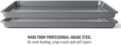 Calphalon Titan Cookie Sheet 2-Pack Set, 12 x 17 Inch Nonstick Baking Sheets, Cookie Baking Sheet, Metal Baking Sheet, PFOA-Free for Even Baking, Durable Design
