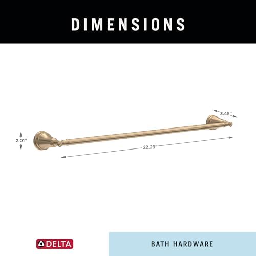 Delta Mylan (1-Pack) 18'' w/ 6" Extender Towel Rack for Bathroom Champagne Bronze Extendable 18-24" Towel Bar for Bathroom Wall Towel Holder Rod Wall Mounted MYN18-CZ