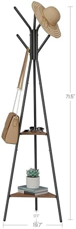 VASAGLE Coat Rack Freestanding, Hall Tree with 2 Shelves