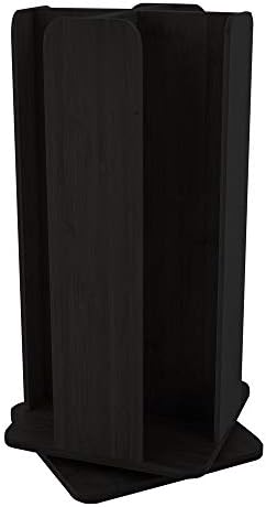 Restaurantware Restpresso 9 x 18 Inch Coffee Cup and Lid Organizer 1 Revolving Cup and Lid Holder - 4 Section Countertop Black Bamboo Cup and Lid Dispenser For Restaurants Homes or Offices