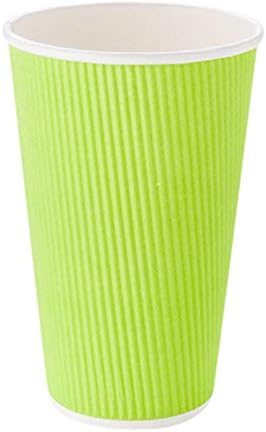 Restaurantware Ripple Wall Coffee Cup 250 Count 20 Ounce Insulated Hot Beverage Cup Disposable Non-Slip Large Capacity For Coffee Shops, Cafes, Bakeries, Green
