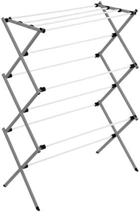Honey-Can-Do Deluxe Metal Collapsible Clothes Drying Rack, 50 lbs, 29" x 14.2" x 42.1", White & Grey