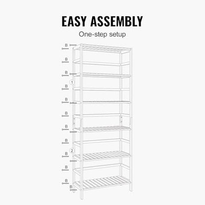 VEVOR 6-Tier Bamboo Shelf, Open Wood Bookshelf, Display Storage Rack Organizer, Freestanding Flower Plant Stand, Multifunctional Bamboo Bookshelf Ideal for Bathroom, Bedroom, Office, Study, Natural