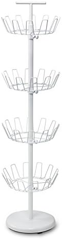 Honey-Can-Do SHO-01197 Shoe Tree with Spinning Handle, White, 4-Tier, 30 lbs