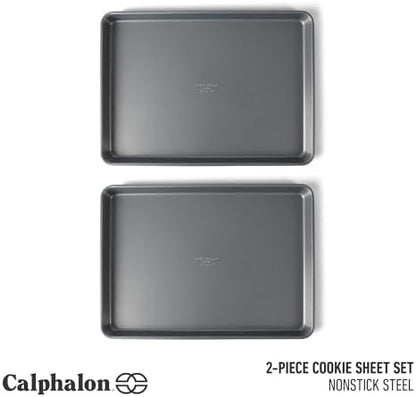 Calphalon Titan Cookie Sheet 2-Pack Set, 12 x 17 Inch Nonstick Baking Sheets, Cookie Baking Sheet, Metal Baking Sheet, PFOA-Free for Even Baking, Durable Design