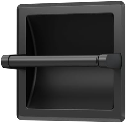Gatco 752 Recessed Pivoting Toilet Paper Holder, Wall Mounted, Heavy Duty Metal Tissue Holder for Bathroom – Available in Matte Black