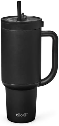 Ello Oasis 40oz Insulated Stainless Steel Tumbler with Straw, Black