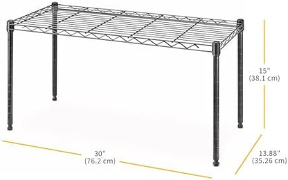 Whitmor 1 Tier Shelving Units, Wire Rack Storage Organizer, 30" L x 14" W x 15" H, Black