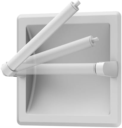 Gatco 754 Recessed Pivoting Toilet Paper Holder, Wall Mounted, Heavy Duty Metal Tissue Holder for Bathroom – Available in Matte White